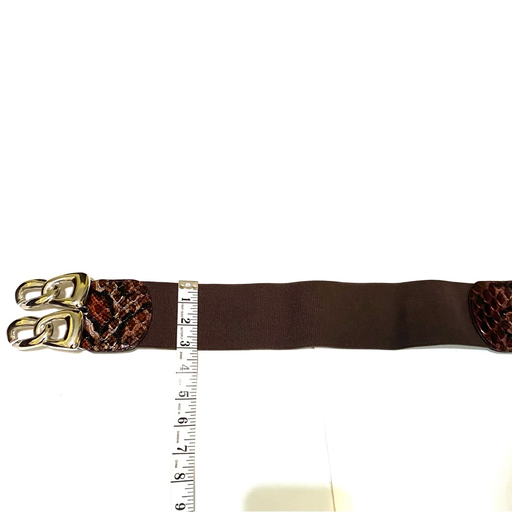Brown Snake Print Belt with Gold Buckle - Picture 9 of 10